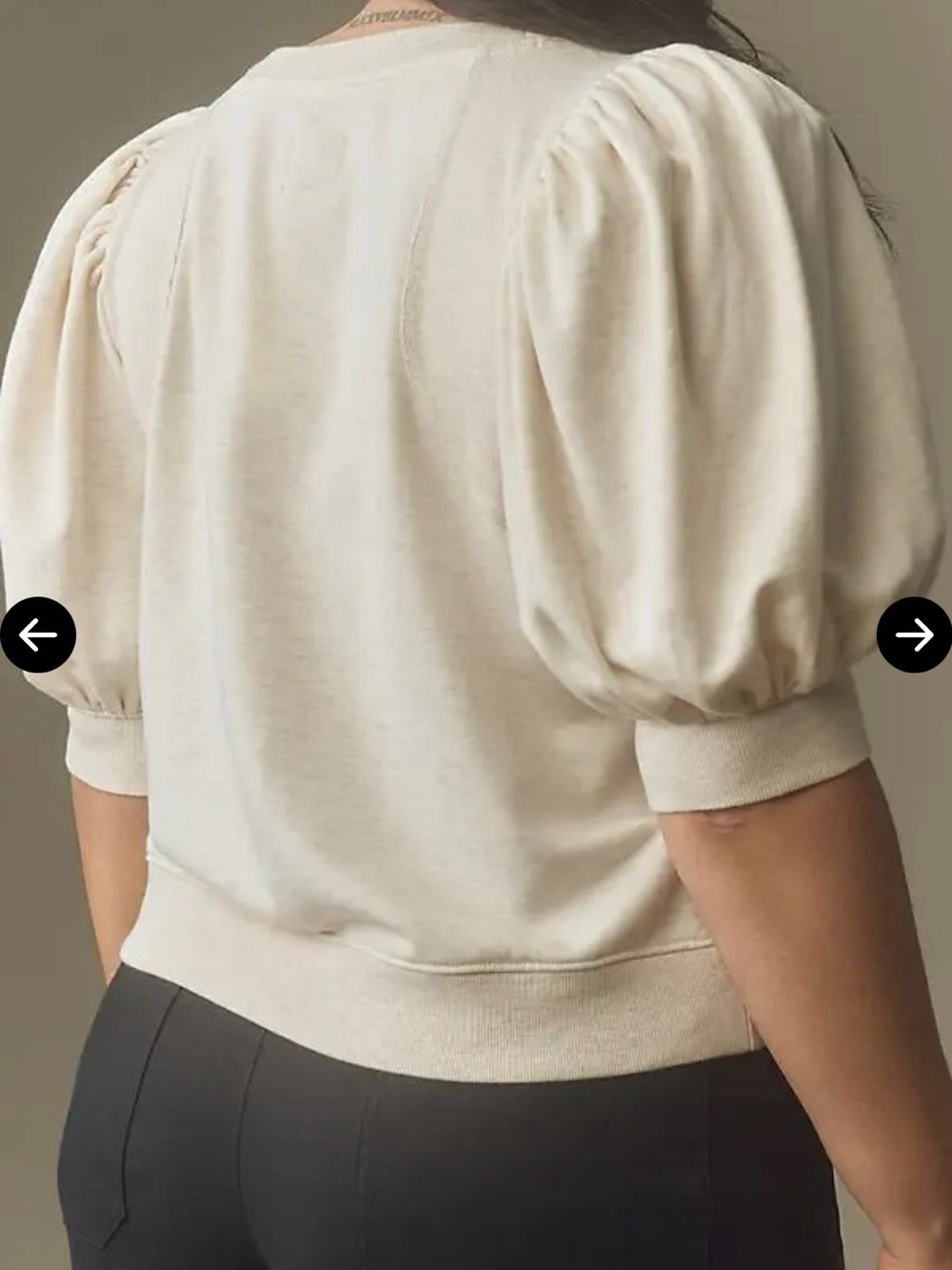 Maeve cream sweatshirt puff sleeve short sleeve top Large - Picture 5 of 13